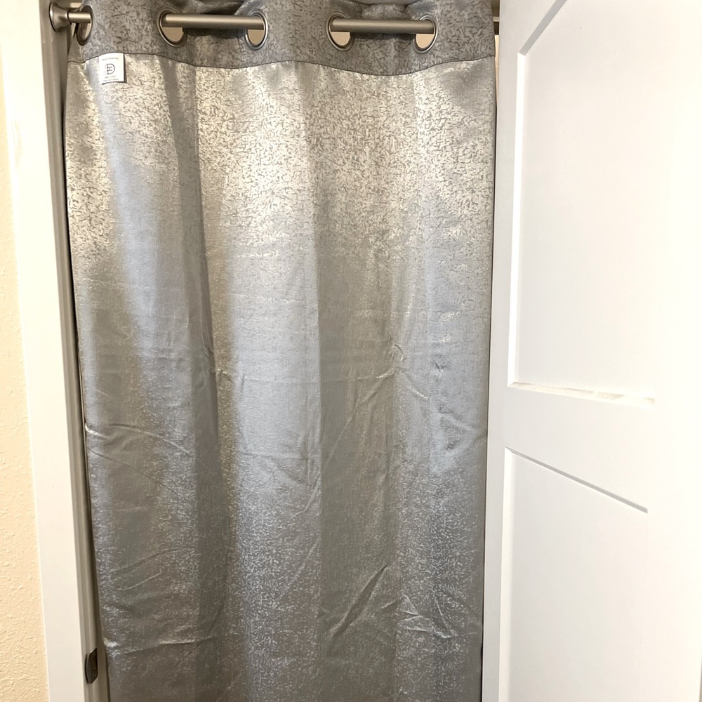 Shimmering, light gray, long (83x37) curtain panels(2).